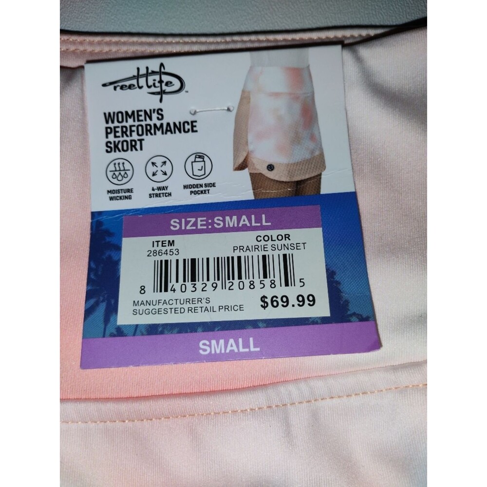 Reel Life Women's Performance Skort Peach Tie-Dye Skirt with Built-In Shorts S - Picture 6 of 7